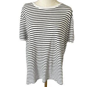 ELIZABETH AND JAMES Striped Cotton Woman's T Shirt in Size Large Black and White